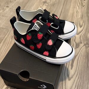 Converse Kids' Black and Pink Strawberry Sneakers